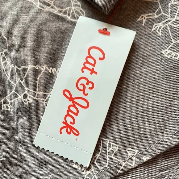 NWT Cat & Jack Grey Dino Button Down - Picture 4 of 8